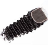 Human Hair Deep Wave 4*4  Frontal Closure Transparent Lace