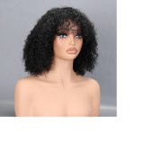 Rose Curly Short Bob Wig with Bangs Human Hair Wig With Bangs