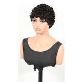 Cross-border European and American wigs made of real human hair, short layered pixie cut wigs