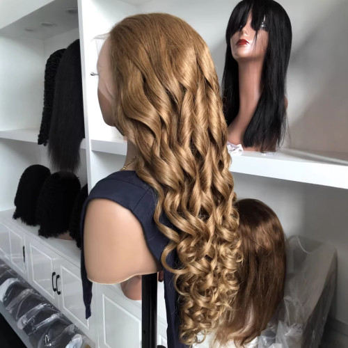 human hair loose wave curly wig front lace real hair wig#30 women's curly wigs