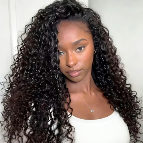 Cross-border European and American wigs, real human hair half wigs, kinky curly half wigs 3IN1 Human Hair