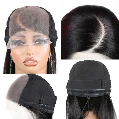 5x5  Lace Closure Double Drawn Wigs Bob Straight Glueless