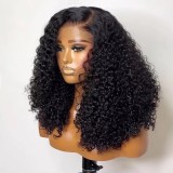 Double Drawn Human Hair Wig 300% Density Pixie Curly Hair