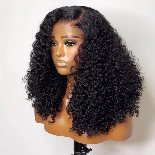 Double Drawn Human Hair Wig 300% Density Pixie Curly Hair