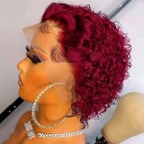 13*1 Brazilian Pixie Curly with Ear-to-Ear T lace Human Hair