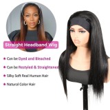 Wig made of real human hair with ice silk headband, straight hair, machine-made, foreign trade cross-border wholesale, full head wig for women
