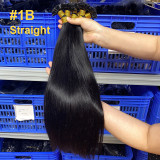 Customized black long straight wig, real human hair seamless extensions, U-Tip hair, natural color nail extension hair bundles