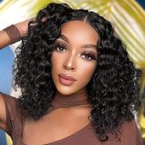 Real human hair Bob water wig 13*4 front lace curly hairstyle cross-border women's long curly hair