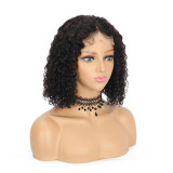 Real human hair lace front pixie curly wig