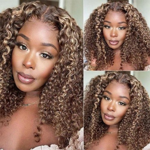 10A Highlight Piano 4/27 Curly Bob 13*4 Human Hair Wig
