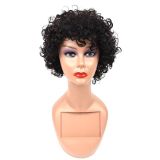 Promotion 100% human hair short curly wig Natural color