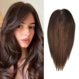 Real hair butterfly-shaped Swiss mesh hairpiece with middle-parted bangs, semi-hand-woven, breathable and lightweight, for foreign trade and cross-border wholesale