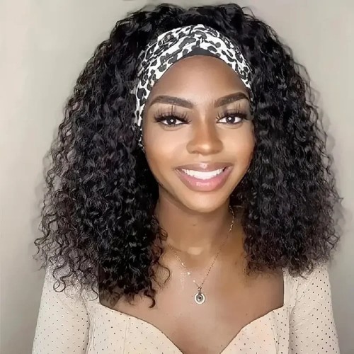Human Hair Headband Wig Curly Glueless Brazilian Remy 200%