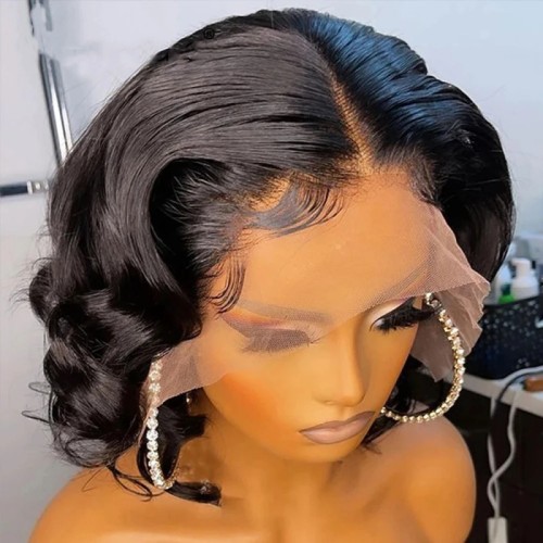 Brazilian 13*4 Lace Frontal  Curly Pixie Bob 100% Human Hair