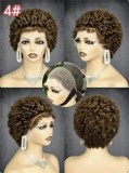 13*4 frontal Afro Kinky curly Short  wigs 100% human hair