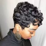 Full human hair wig, short hair, fully machine-made wig, pixie cut human hair wigs, real hair wig