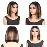 European and American short hair wigs made of real human hair 4X4 Lace Front Bob Highlight 1B30 Wigs