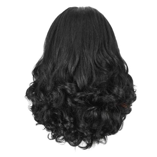 Cross-border bestseller black ice silk synthetic fiber wig with long curly hair, naturally voluminous YAKI small curly wig