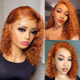 10A Brazilian 350# orange Water Wave 13*4 frontal Bob Wig