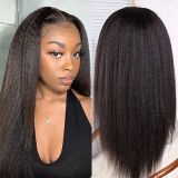 Yaki Kinky Staight 13*4 Frontal Lace Wigs Human Hair