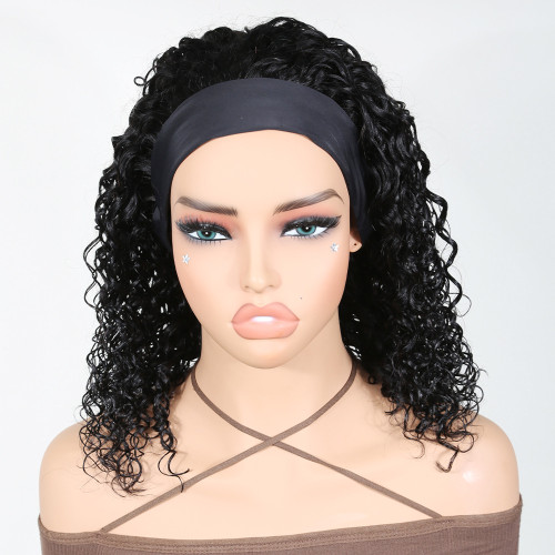 European and American wigs made from real human hair, ice silk headband, bob water wave headpiece, foreign trade cross-border wholesale