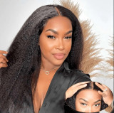 13*4 Kinky Straight Lace Front Wig Human HairLong Wigs Yaki