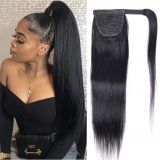 Wholesale foreign trade wigs, ponytails made from real human hair, straight hair, magic tape ponytail extensions, hot-selling in Xuchang, in stock
