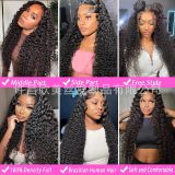 180% density 13*4 water wave lace front human hair wig curly long wavy hair