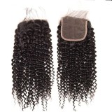4*4 HD Transparent lace kinky curly closure human hair