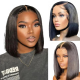 Straight Bob Human Hair Wigs Women Natural Black Lace Short Hair