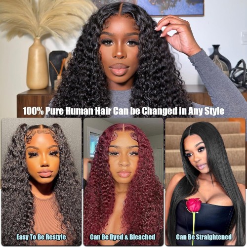 Deep wave 100% human hair lace wig headpiece, a cross-border bestseller