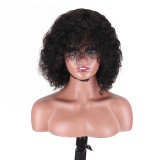 4/27 wig with bangs, full head cover, short hair wig, machine-made water wave wig, all real hair with bangs