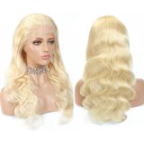 Real human hair wig 613 body wave 13*4 golden human hair wig with large lace