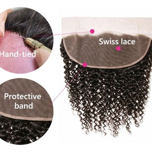 Brazilian Human Hair Kinky Curly Eer To Ear Lace Frontal