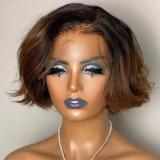 Hot Sale 13*4Pixie Bob Wig 180% density Brazilian human hair