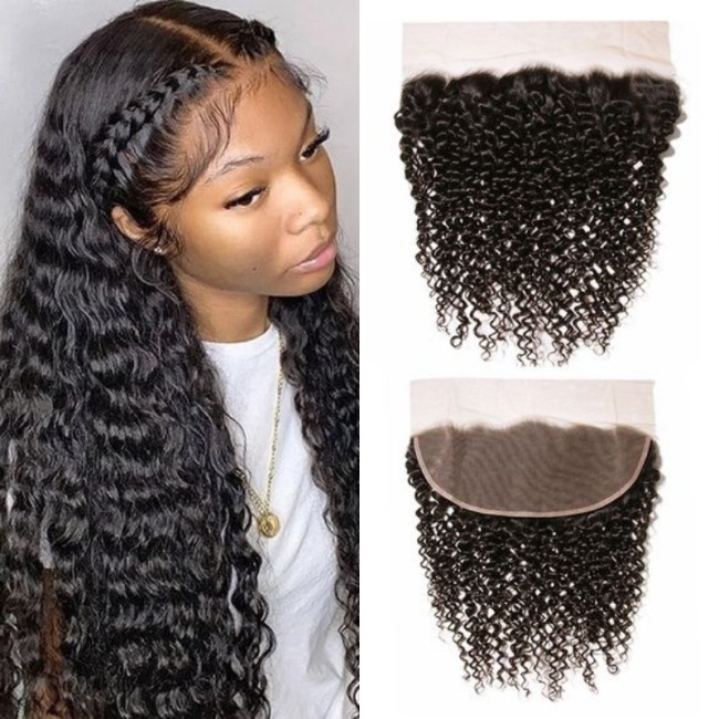 13*4 HD lace water wave curly hair extensions, real human hair, cross-border supply, in stock