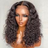 13*4 frontal  Human Hair Double Drawn Water Wave BOB Wig