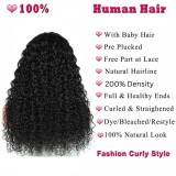 13x4 front lace wig with real human hair, kinky curly real hair wig, cross-border wholesale curly hair