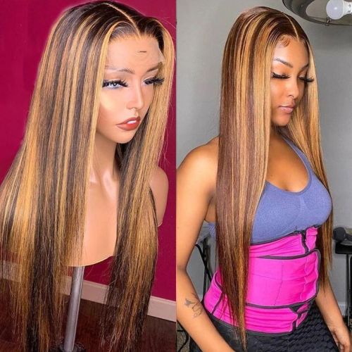 Xuchang wig P4/27 two-tone piano color front lace human hair wig, popular in Europe and America, hot-selling cross-border product