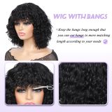 European and American wigs made of real human hair with bangs, machine-made deep bob, fashionable curly hairpieces for women, cross-border wholesale