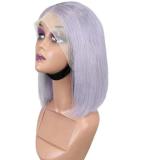 12A Brzilian Gray Bob With 13*4 Big Lace Frontal Human Hair