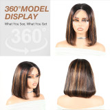 Real human hair wig T1B30 bob straight 4x4 Lace Closure Human Hair short hair