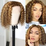 Hightkight P4/27 BOb water wave curly huamn hair wig HD lace