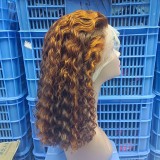 12A Human Hair 4/350 Color 13*4 Ear To Ear Lace Curly Bob