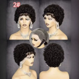 13*4 frontal Afro Kinky curly Short  wigs 100% human hair