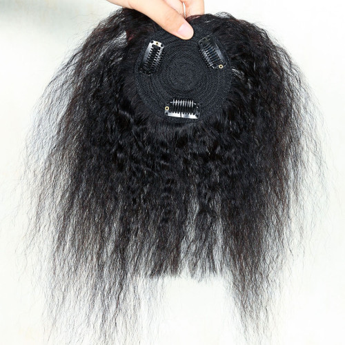 Kinky straight Topper Human Hair Real Hair Hairpiece for the Top of the Head Cross-Border