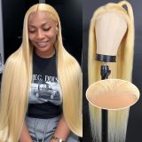 European and American wigs made of real human hair for women, 4x4 lace front, 613 color straight hair, body wave, foreign trade cross-border wholesale