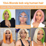 European and American wig 613 bob 13x4 front lace full wig, short dyed human hair wig