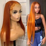 12A Human Hair 350# Orange Color 13*4 Lace Frontal Straight