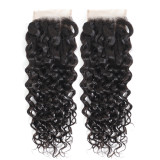 Brazilian 4*4 water wave lace closure real human hair piece with water wave curls